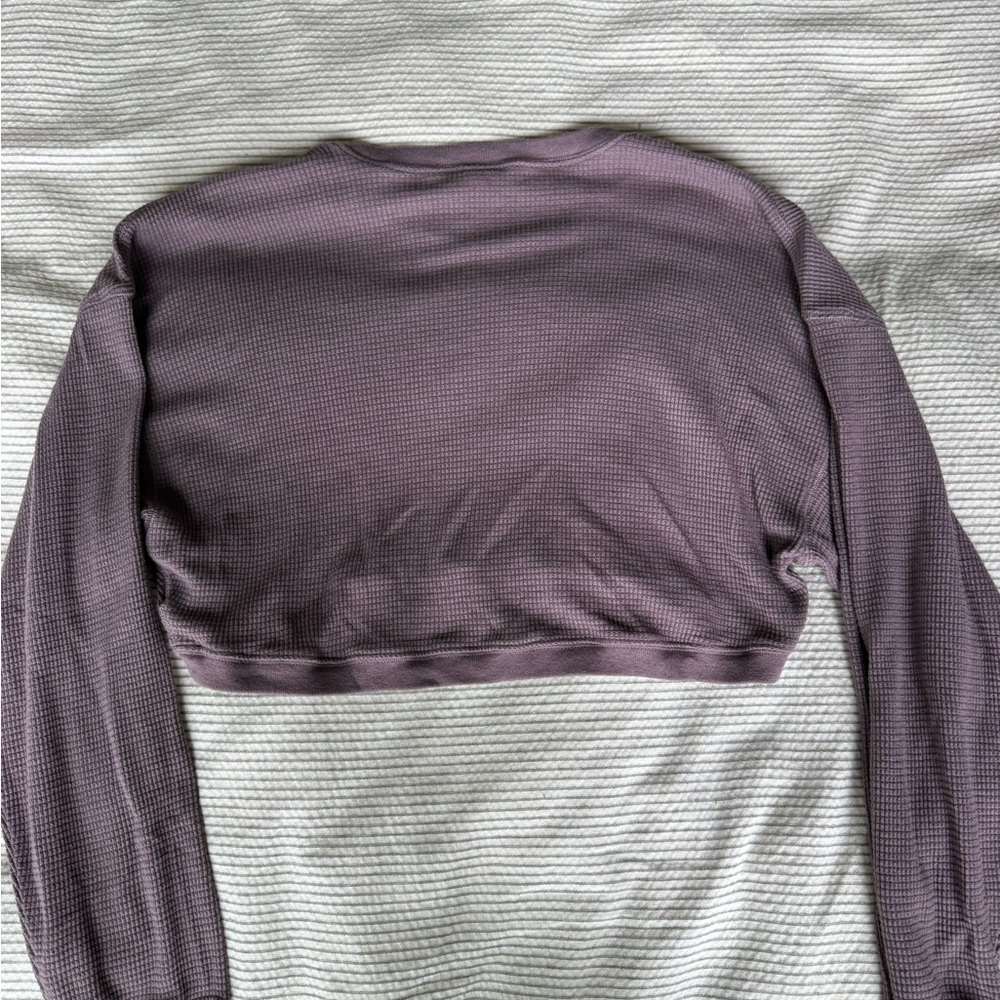 TNA Mauve Cropped Waffle Long-Sleeve Top - Picture 2 of 3